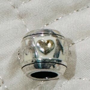 Brighton Silver plated MOM enamel bead with clear crystals
